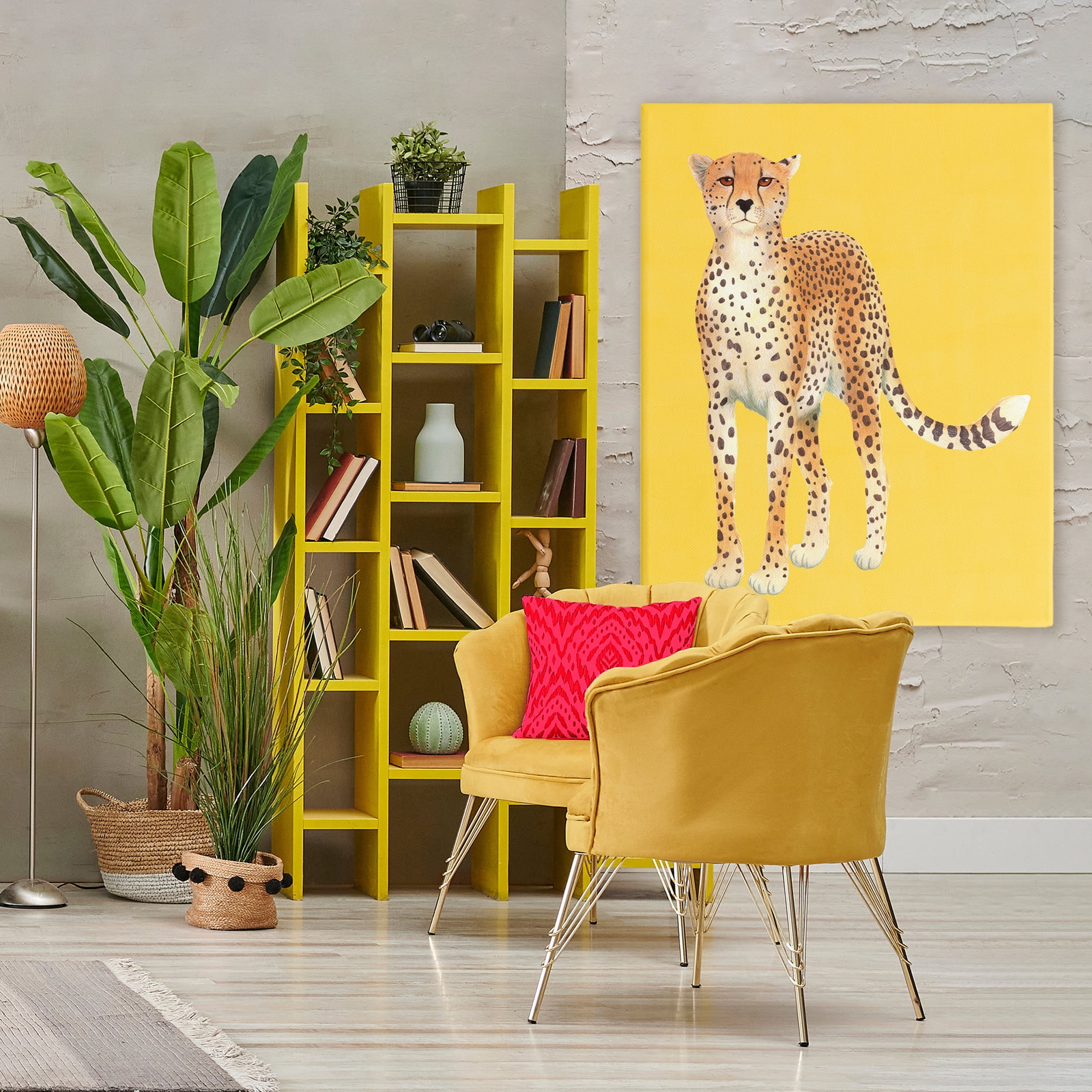Stupell Industries Exotic Cheetah over Yellow Canvas Wall Art, design by Karolina Sato