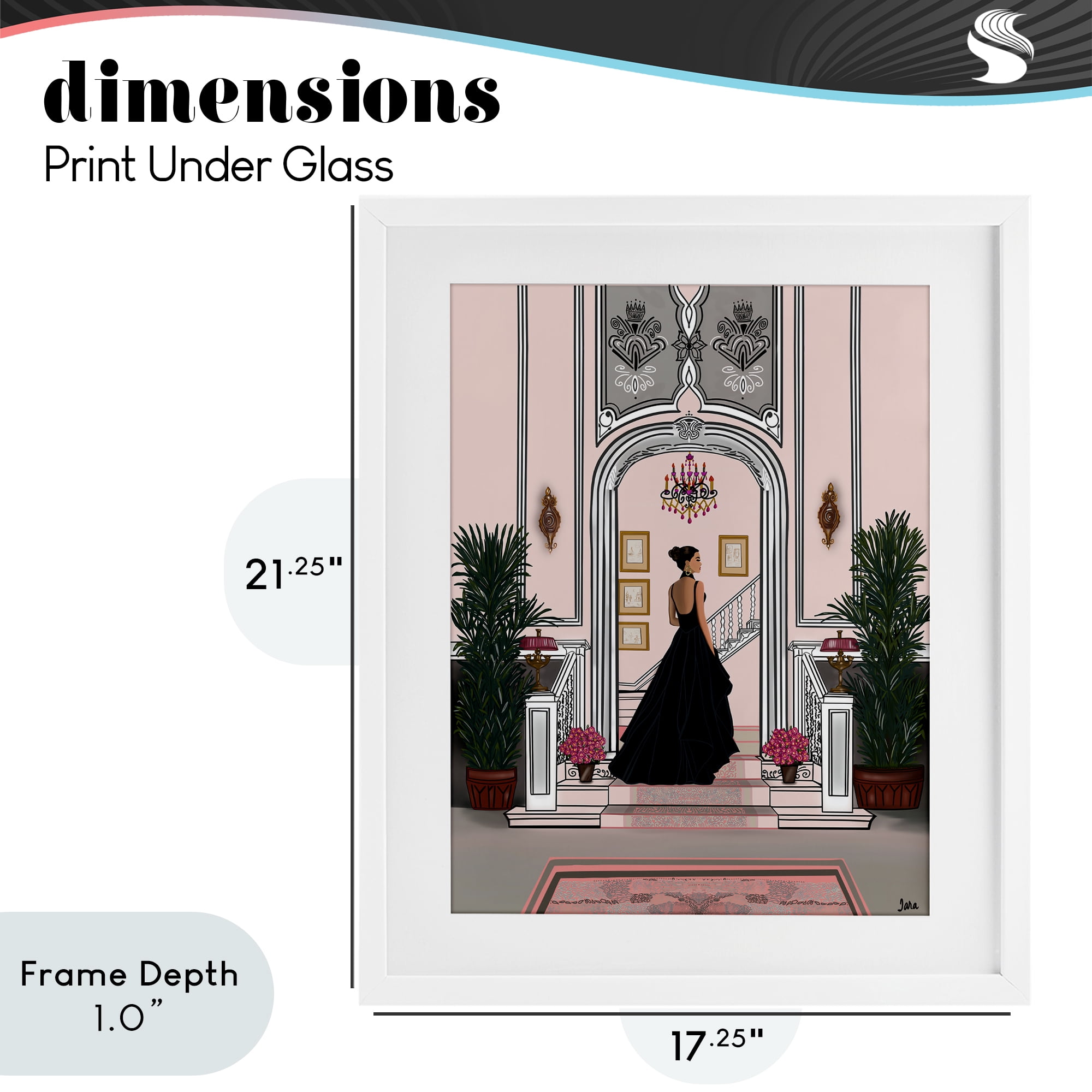 Stupell Industries Mansion Girl in Gown White Framed Print Under Glass, design by Tara Boone