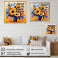 thumbnail image 4 of Designart "Elegance of Boho Sunflower Bouquet in Yellow I" Floral Framed Wall Art - Yellow Sunflower Entryway Framed Wall Art Print, 4 of 6