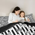thumbnail image 5 of Feelyou Cartoon Bowknot Twin Comforter Sets, Black Stripes Lines Bedding Set, 2-Piece, 5 of 8