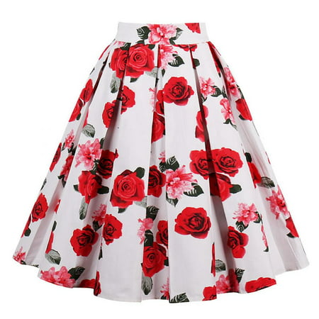 Garosa Women Skirt, Fashionable Women Lady Rose Print Clothes Ruffled ...