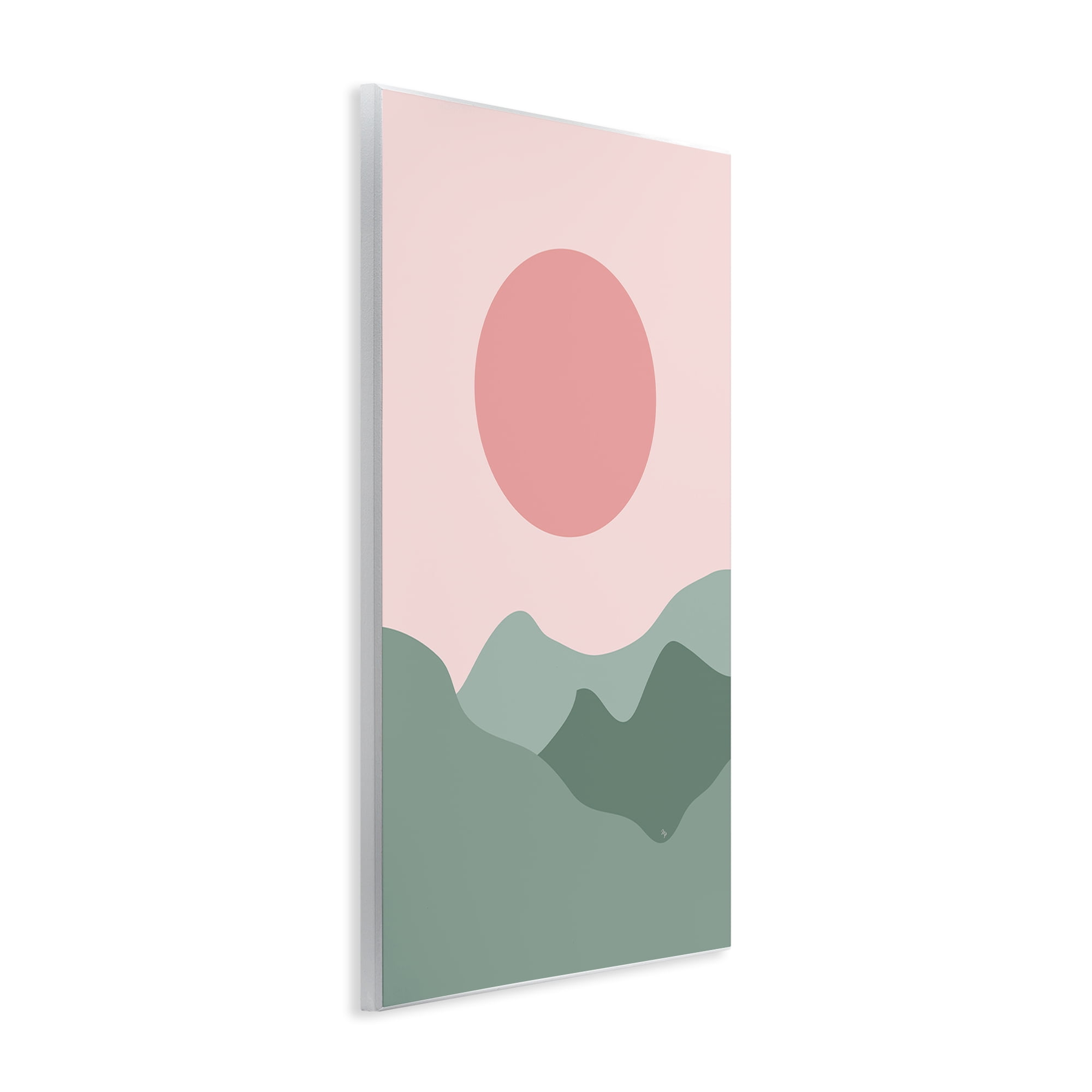 Stupell Industries Pink Sun Green Mountains Landscape & Nature Painting Unframed Art Print Wall Art, 10 x 15