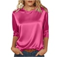 thumbnail image 3 of CAIXIA Women's Silk Satin Blouse Dressy Casual Cowl Neck 3/4 Length Sleeve Womens Tops Business Work Shirts, 3 of 6