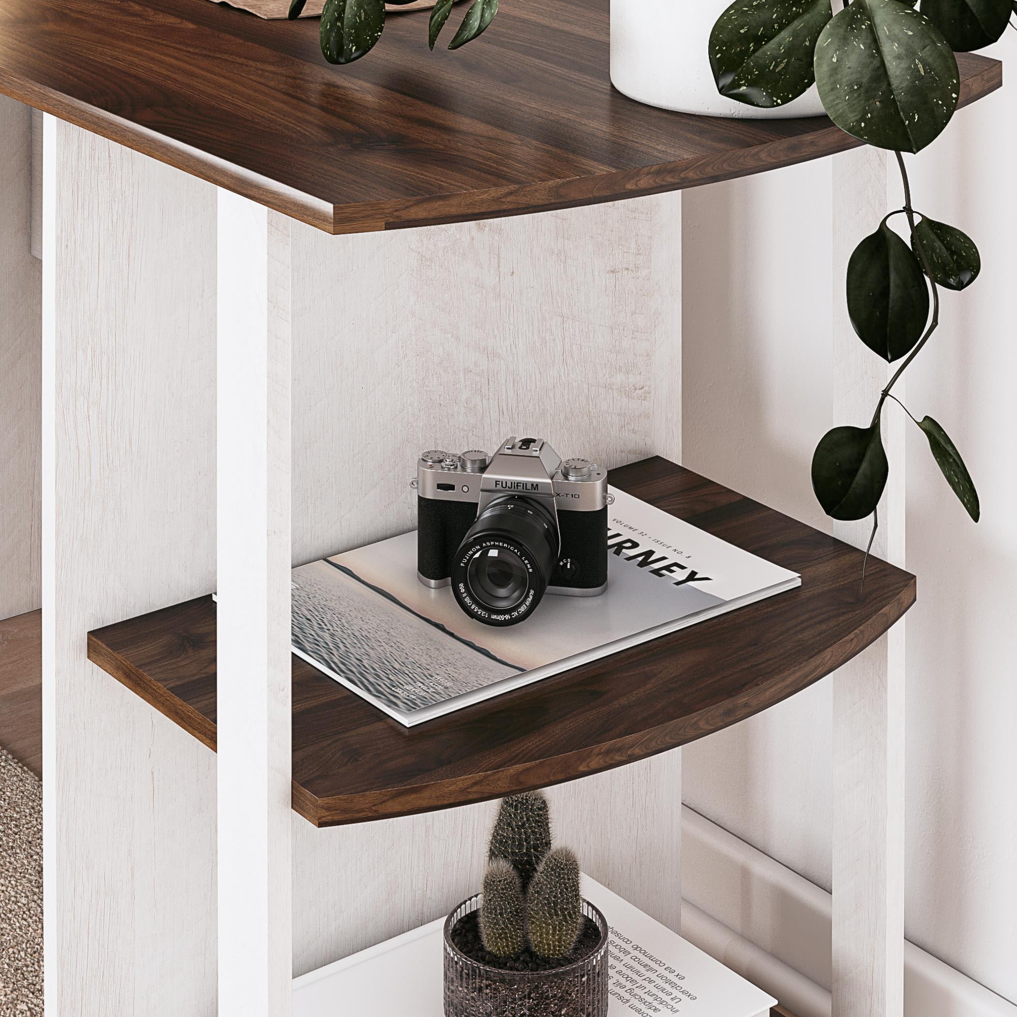 Ameriwood Home L Shaped Desk with Side Storage, Magnolia Oak/Columbia Walnut