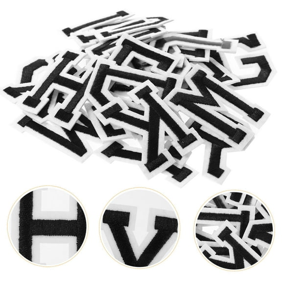 HONMEET 26Pcs Letter Patches Polyester Rectangular Diy Decoration for Clothing Accessories Iron On and Sewing