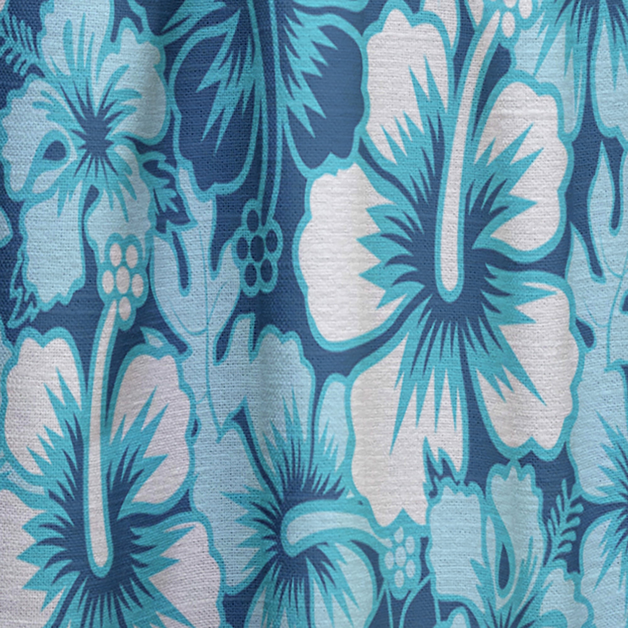 Designart 'Indigo HawaII Blue Flowers Pattern' Tropical Curtain Panel