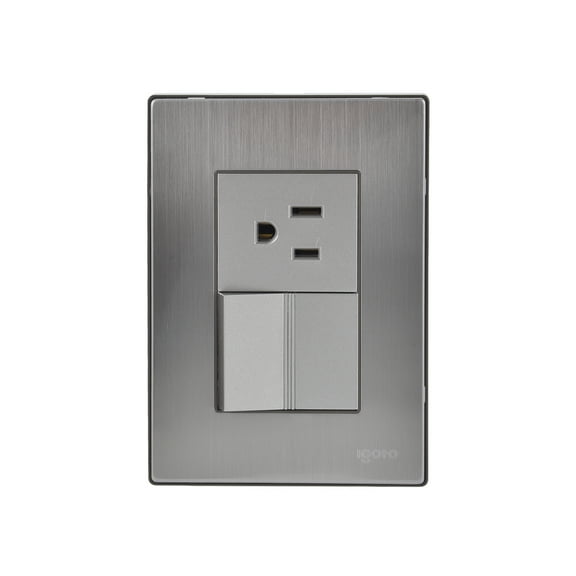 Apagador sencillo de 1.5 módulos , Acero Inoxidable, Color Plata. iGoto Preimum