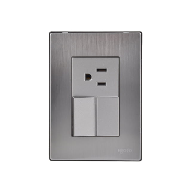 Apagador sencillo de 1.5 módulos , Acero Inoxidable, Color Plata. iGoto Preimum