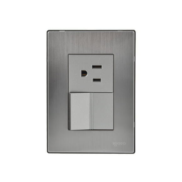 Apagador sencillo de 1.5 módulos , Acero Inoxidable, Color Plata. iGoto Preimum