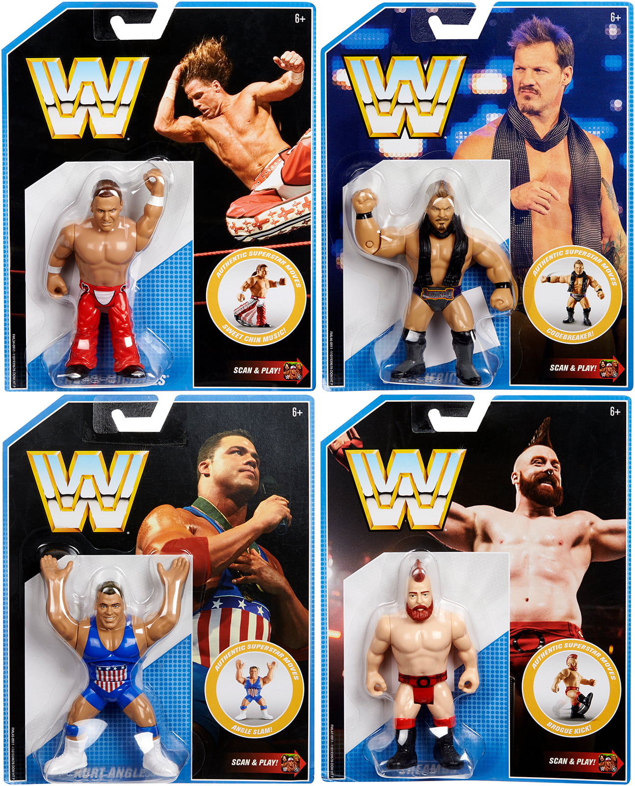 WWE Mattel COMPLETE SET Retro Figure Series 7 Michaels/Angle/Sheamus/Jericho 
