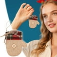 thumbnail image 2 of 6-Pack Burlap Mitten Christmas Ornaments - Rustic Winter Glove Shape Tree Hangers with Red Gingham for Holiday Decor (8cm/3.15in), 2 of 6