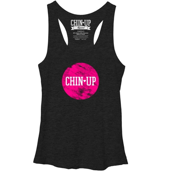 Women's CHIN UP Logo Circle  Racerback Tank Top Black Heather Large