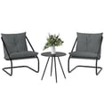 thumbnail image 1 of Outsunny Outdoor Bistro Set with C Spring Chairs and Cushions, Light Grey, 1 of 10