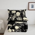 thumbnail image 5 of Homewish Dark Halloween Skeleton Full Size Comforter Sets,Vintage Rose Pattern Bedding Comforter Set,Black Cream,Black Reversible,3pcs,1 Comforter and 2 Pillowcases, 5 of 7