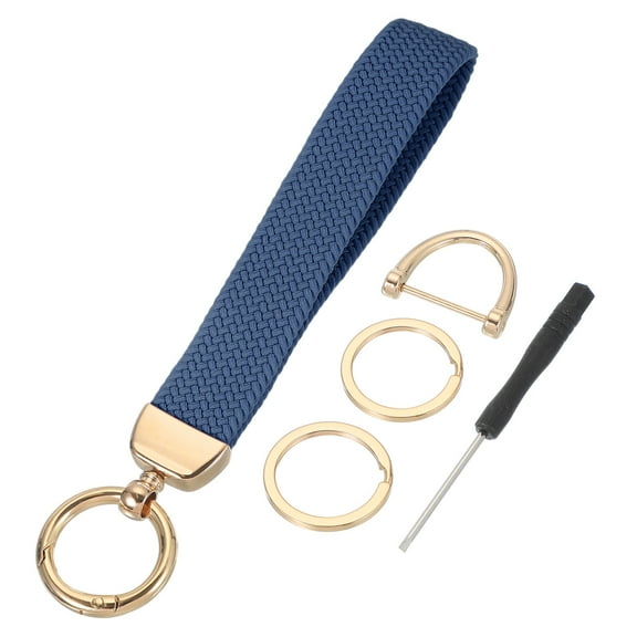 Wrist Lanyard Keychain, Stretchy Wristlet Strap Key Chain for Women Men, Cute Braided Keychains Holder for Car Keys Camera Wallet ID Badges Card, Blue