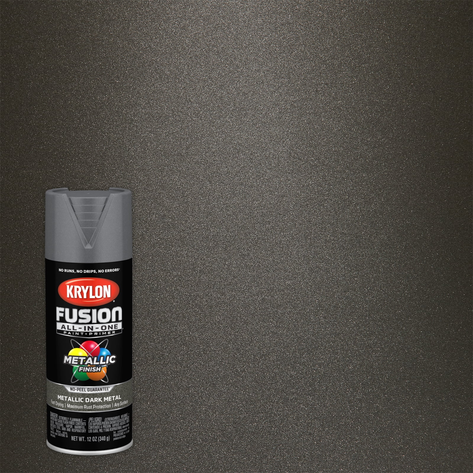 Krylon Fusion All-In-One Spray Paint Metallic, Dark Metal, 12 oz.