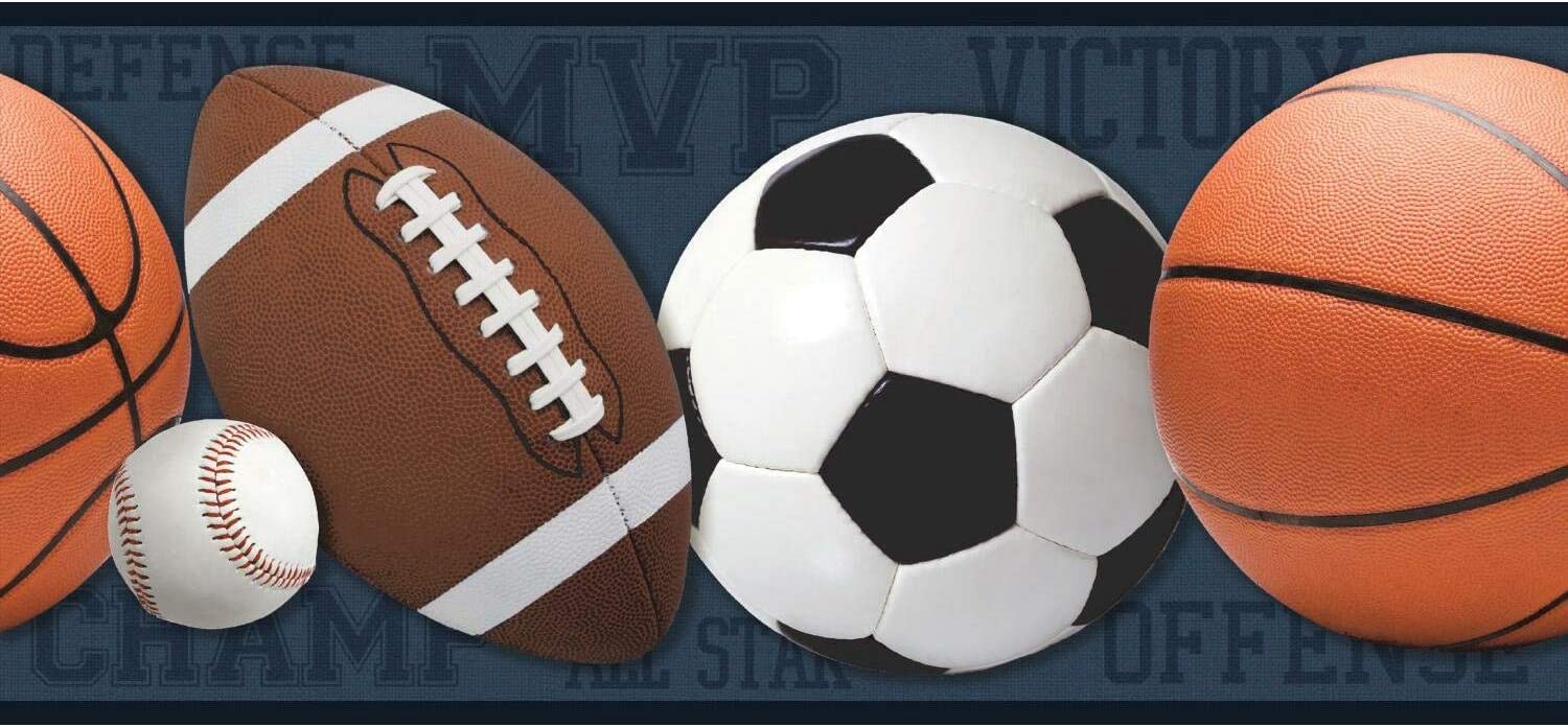 Sports Balls Peel and Stick Wallpaper Border | Removable | Kids Room Decor