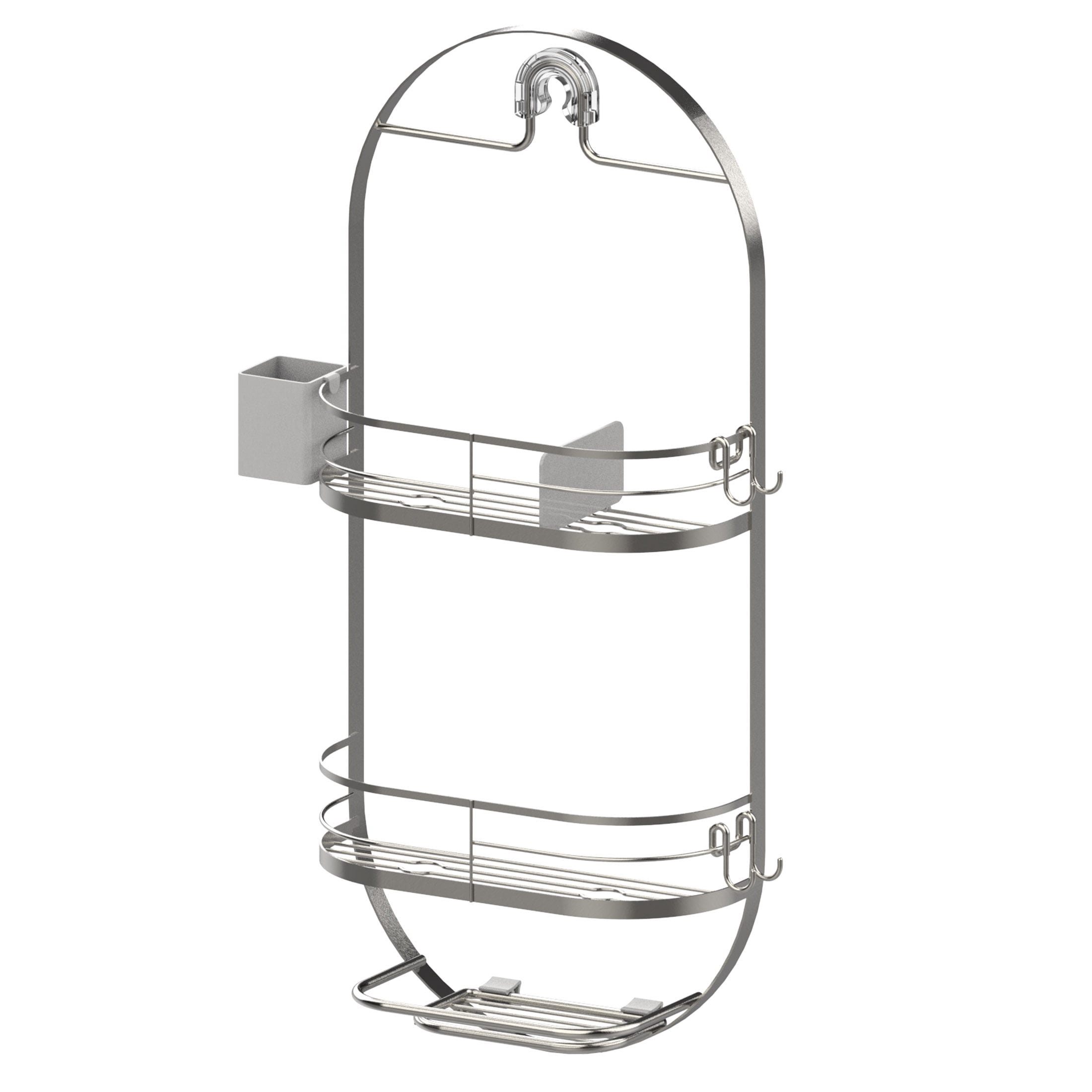 Better Homes & Gardens 2-Shelf Oval Hanging Shower Caddy with Soap Tray, Satin Nickel
