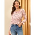 thumbnail image 2 of Allegra K Blusa Floral De Gasa De Manga Larga Con Volantes Fruncidos Con Volantes Para Mujer blanco XS Unique Bargains Blusa, 2 of 6