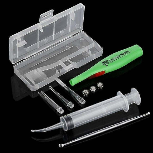 Tonsil Stone Remover Tool LED Light Earpick Stainless Steel Earwax Remover 3 Tips Irrigator Clean Ear Care Wax Cleaning Tools Ear Wax Removal Kits