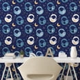 thumbnail image 2 of Ambesonne Dream Peel & Stick Wallpaper for Home, Sleeping Cats Moon Stars Art, 13"x36", Navy Blue and Pastel Brown, 2 of 5
