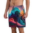 thumbnail image 2 of Balery Colorful Surreal Landscape Traje de Baño Estilo Hawaiano para Hombre, Shorts de Secado Rápido con Bolsillos-Large, 2 of 5