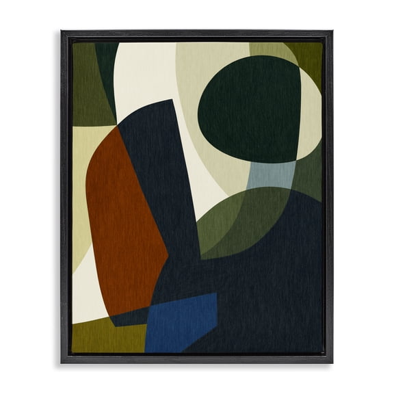 Stupell Industries Mid-Century Dark Geometric Pattern Black Floating Frame Canvas Art, 17 x 21, by Victoria Barnes