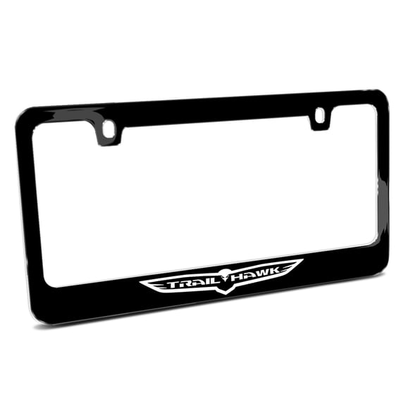 Jeep Trailhawk Outline Black Metal License Plate Frame