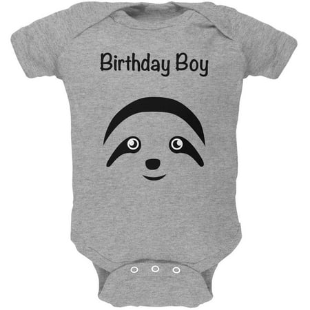 

Birthday Boy Cute Sloth Face Soft Baby One Piece Heather 9-12 M