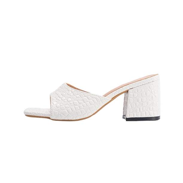 Correas de Tacón para Tallones Altos Estilo Croc Impresión una Correa Mulas, Tallones Altos de las Mujeres Bloque de Tacón Verano