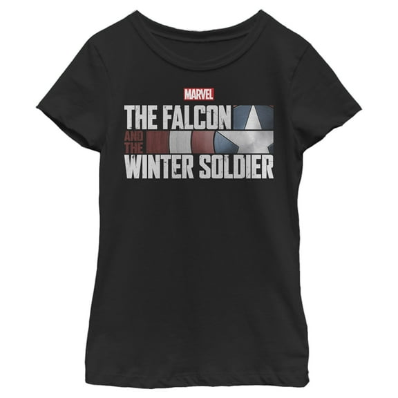 Girl's Marvel The Falcon And The Winter Soldier Shield Logo Graphic Tee Black Small