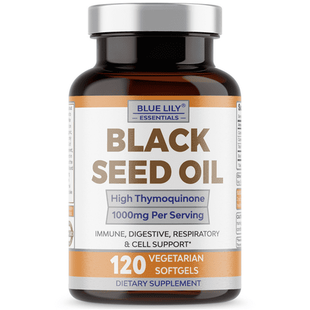 Blue Lily Black Cumin Seed Oil Softgels 1000 mg (nigella sativa) - 120 Vegan Pills