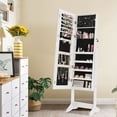 thumbnail image 4 of Gymax Jewelry Cabinet Armoire Lockable Standing Storage Organizer w/Full-Length Mirror, 4 of 10