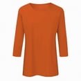 thumbnail image 4 of Kaprioy Womens Summer Tops Women 3/4 Sleeve Round Neck T-Shirt Soft Cotton Casual Solid Color Top Breathable Loungewear Stretchy Basic Tee for Home Yoga, 4 of 4