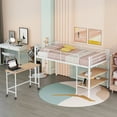 thumbnail image 2 of Twin Size Metal Loft Bed with Desk and Shelves,White, 2 of 9