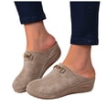 thumbnail image 1 of Wedge Suede Clogs for Women Retro Closed Toe Mules Comfortable Dress Slides Soft Soled Backless Platform Sandals Brown Size 9, 1 of 7