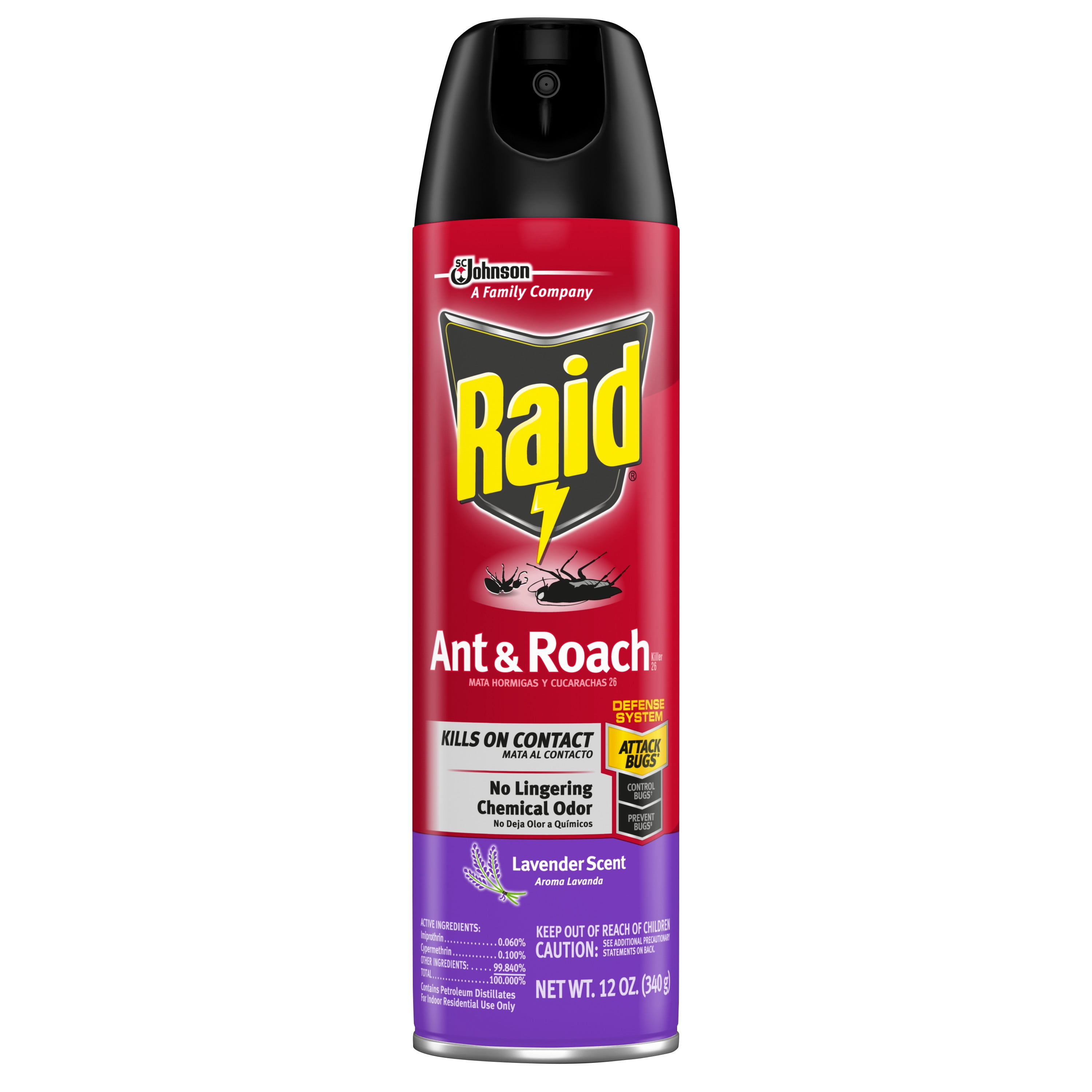 Raid Ant & Roach Killer 26, Insecticide Spray for Home, Lavender Scent, 12 oz