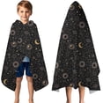 thumbnail image 3 of Black Sun Moon Star Planet Constellation Pattern Hooded Bath Towel，50"x30" for Ages 3 To 12 Kids, Quick Dry Lightweight Soft Microfiber Hood Beach Towel Cover Up for Kids, 3 of 7