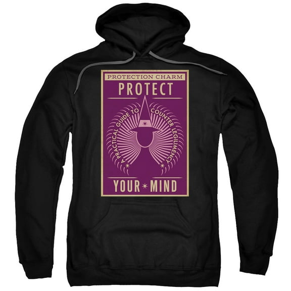 Trevco Sportswear WB237-AFTH-3 Fantastic Beasts Protect Your Mind Adult Pullover Hoodie, Black - Large