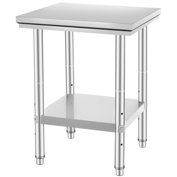Dranite Stainless Steel Food Preparation Table - 24x24 Inch Kitchen Work Table with Undershelf & Adjustable Foot Pedals for Restaurant, Deli, Bakery, Food Service
