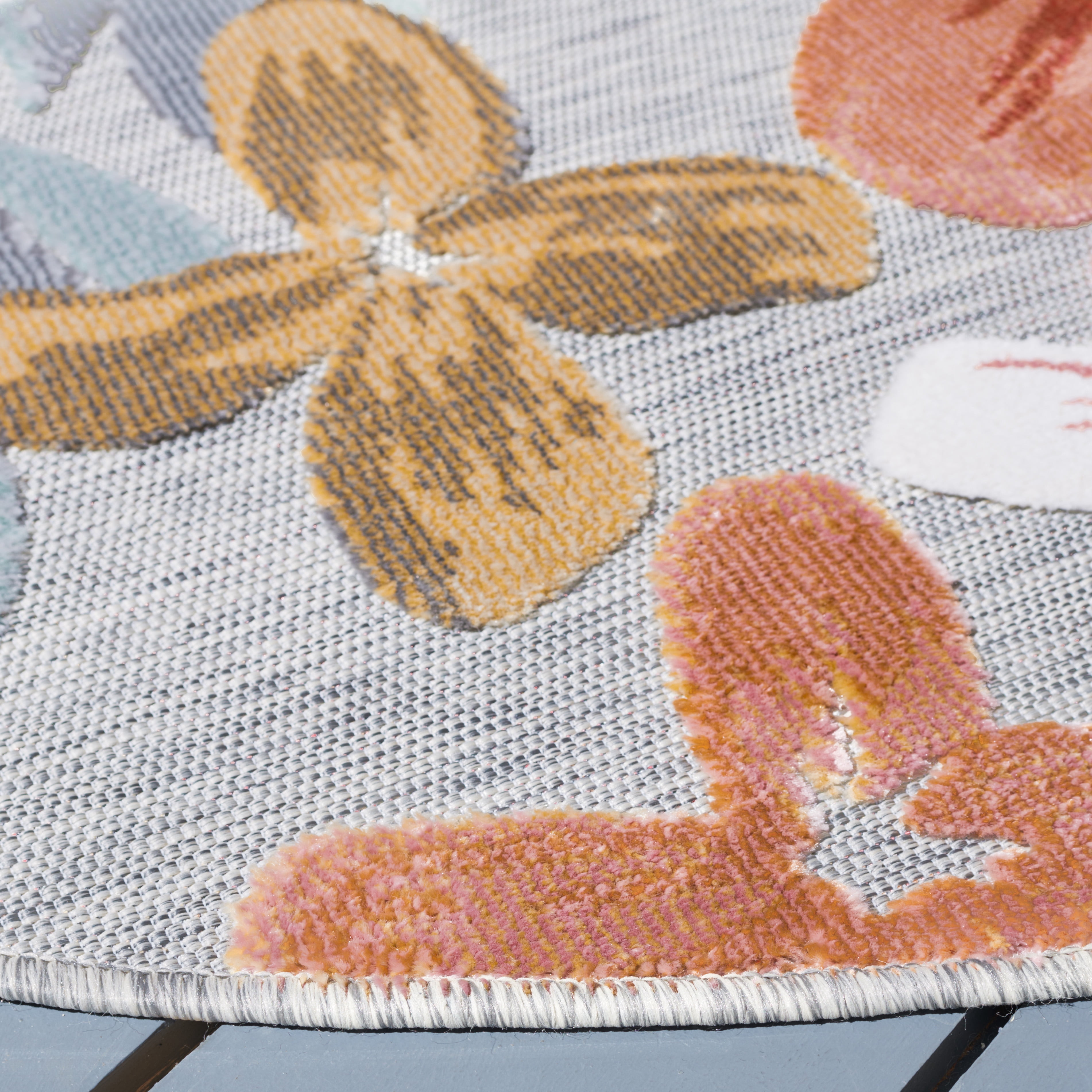 Safavieh Cabana Caris Floral Indoor/Outdoor Area Rug, Gray/Rust, 5'1" x 5'1" Round