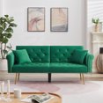 thumbnail image 2 of Velvet Futon Sofa Bed, HSUNNS 72in Split Back Convertible Sofa Bed with Adjustable Backrest, 2-Seats Tufted Upholstered Loveseat Sofa Couch for Living Room, Size: 72.83 x 26.8 x 24.8 in, Green, 2 of 9