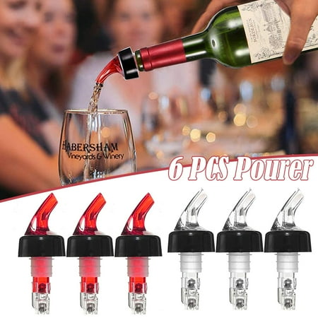 

6pcs Quantitative Wine Pourer Kitchen Supplies Spouts Bottle Pourer (3Transparent And 3 Red) New