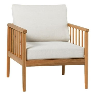 Pemberly Row Outdoor Solid Wood Spindle Style Single Lounge Chair - Natural