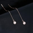 thumbnail image 4 of Solid 925 Sterling Silver CZ Droplet Chain Dangle Earrings for Women Teens Tassel Dangle Earrings Threader, 4 of 11
