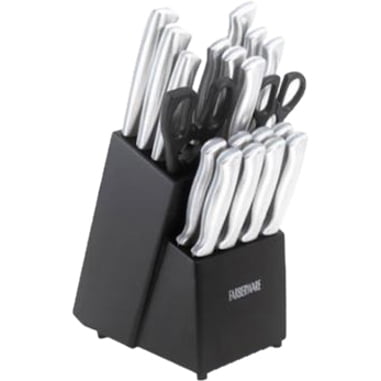 Farberware 25- Piece Pro Never Needs Sharpening Stainless Steel Cutlery Block Set