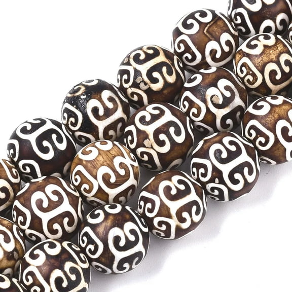 U8MO 3 Strd Tibetan Style dZi Beads Natural Agate Round Beads Stone Loose Spacer 12mm