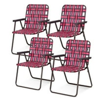 Folding Beach Chairs 4-Pack, Camping Chair, Lawn Chair, Portable Webbing Chair, 265lbs Capacity