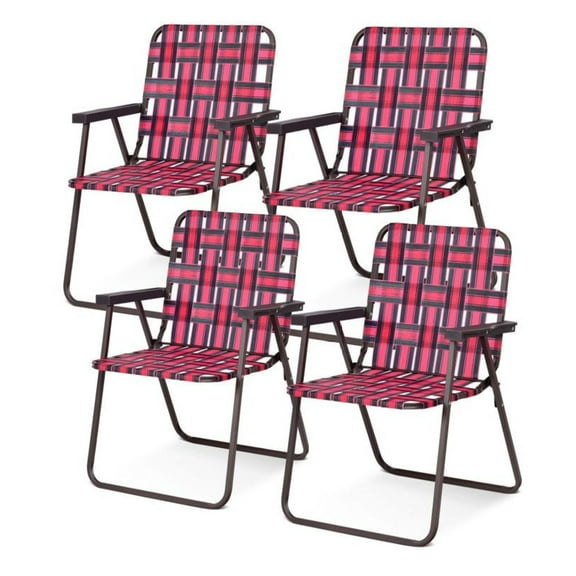 Folding Beach Chairs 4-Pack, Camping Chair, Lawn Chair, Portable Webbing Chair, 265lbs Capacity