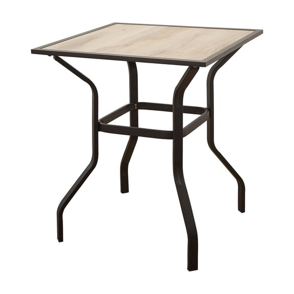 COSMOS Beige Square Outdoor Bar Table with Wood-Look Top, Metal Frame Bistro Table for Patio Garden Balcony Deck